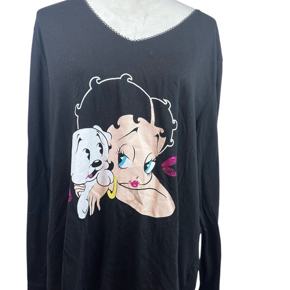 ⭐️Host Pick ⭐️Betty Boop & Puppy Long Sleeve black top size 3X - Picture 2 of 7